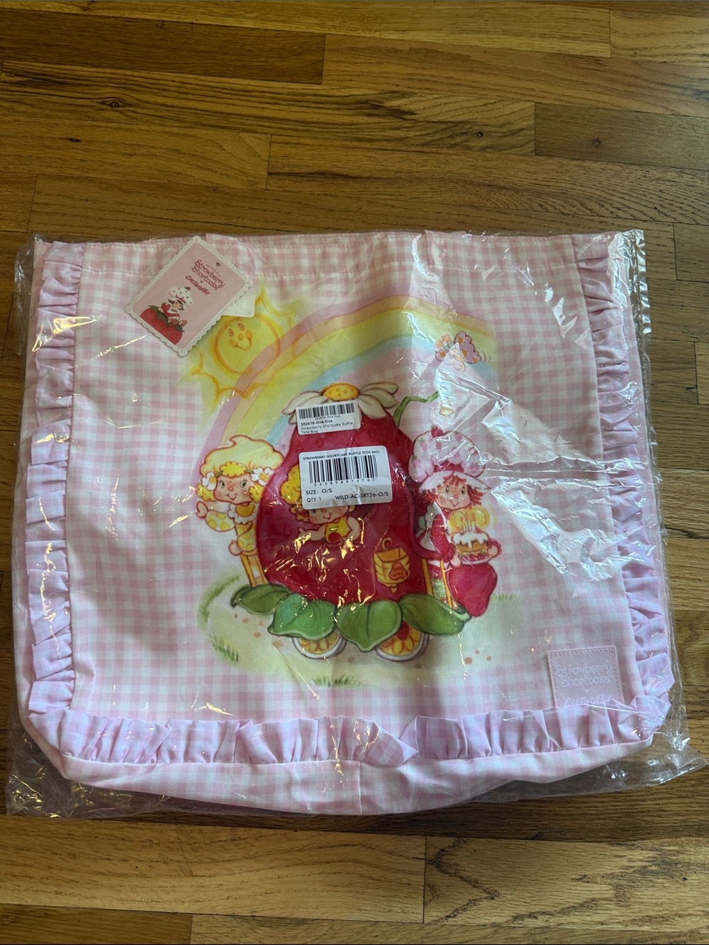 Unique Vintage Pink Strawberry Shortcake Gingham Tote